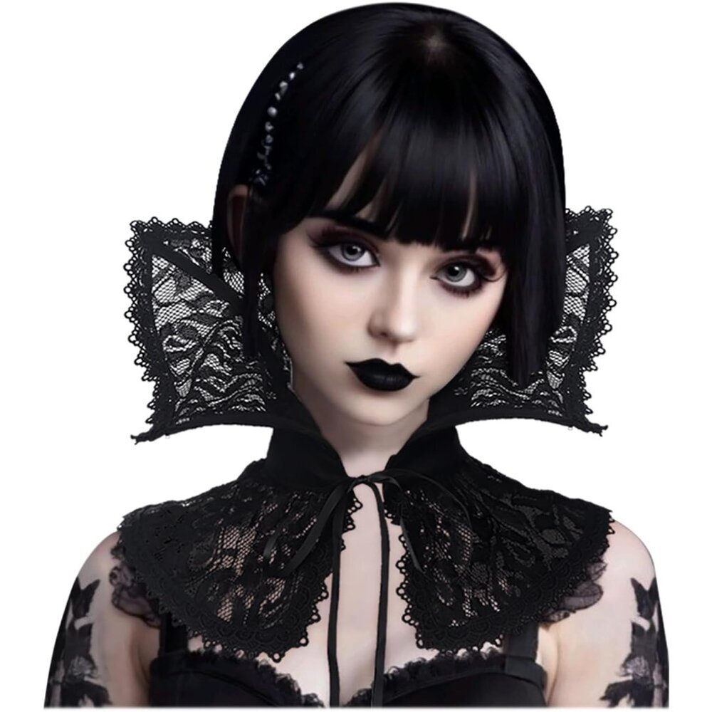 Women Black Victorian Collar Gothic Accessories Cosplay Vampire Costume - Picture 4 of 9